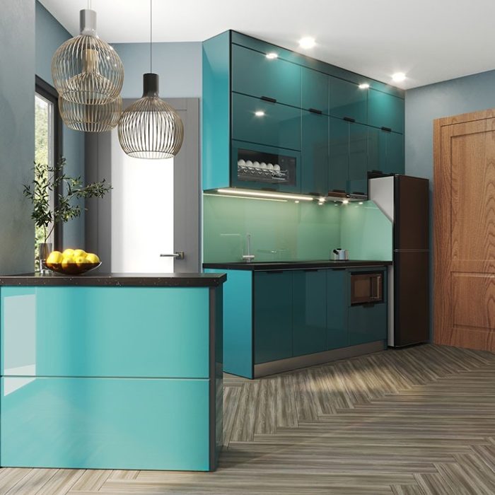 Tủ bếp nhôm cánh kính cường lực CK23