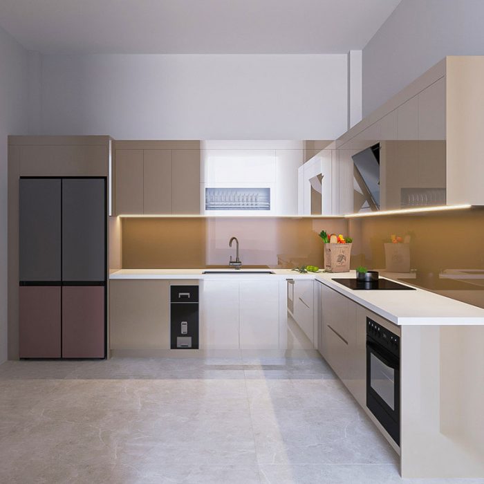 Tủ bếp nhựa cánh Acrylic AC23