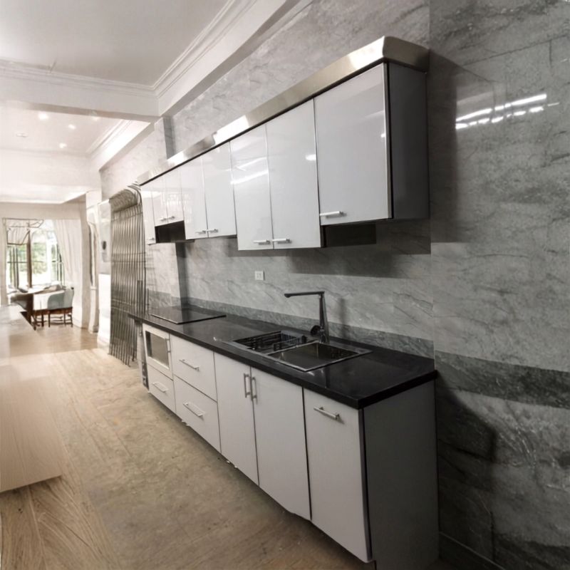 Tu bep Inox canh Acrylic chu I