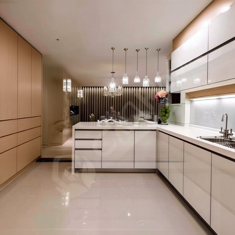 Tu bep Inox canh Acrylic mau Trang tinh Tủ bếp inox cánh acrylic cao cấp – bền, đẹp, chống ẩm mốc. So sánh ưu nhược điểm, báo giá và kinh nghiệm chọn tủ bếp inox