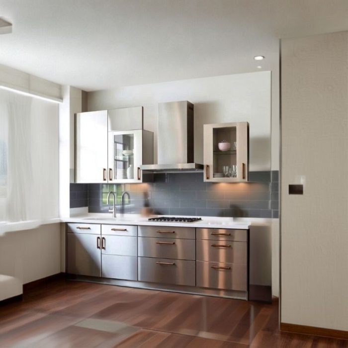 Tủ bếp Inox cánh Inox
