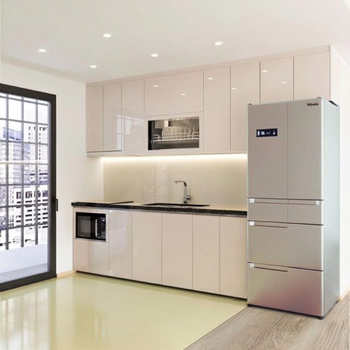 Tủ bếp Inox cánh kính