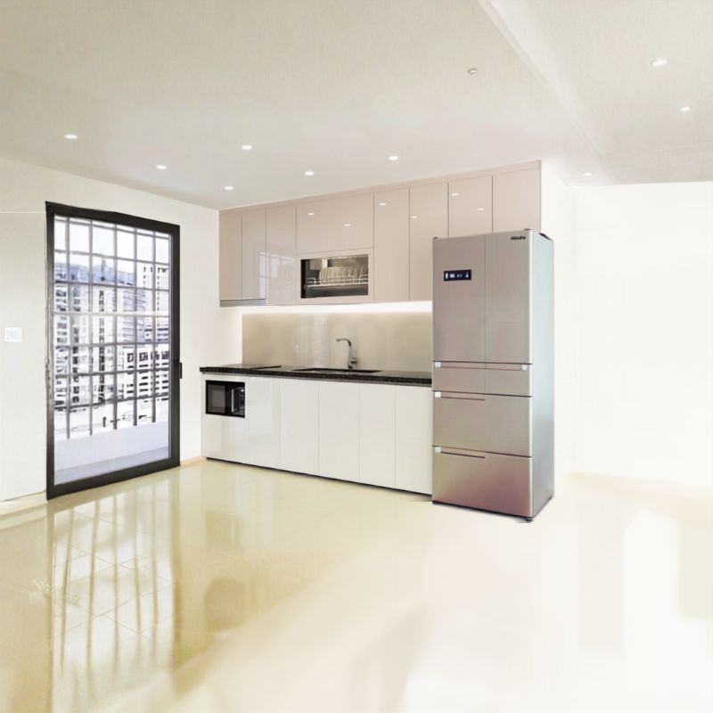 Tủ bếp Inox cánh kính son mau trang sua